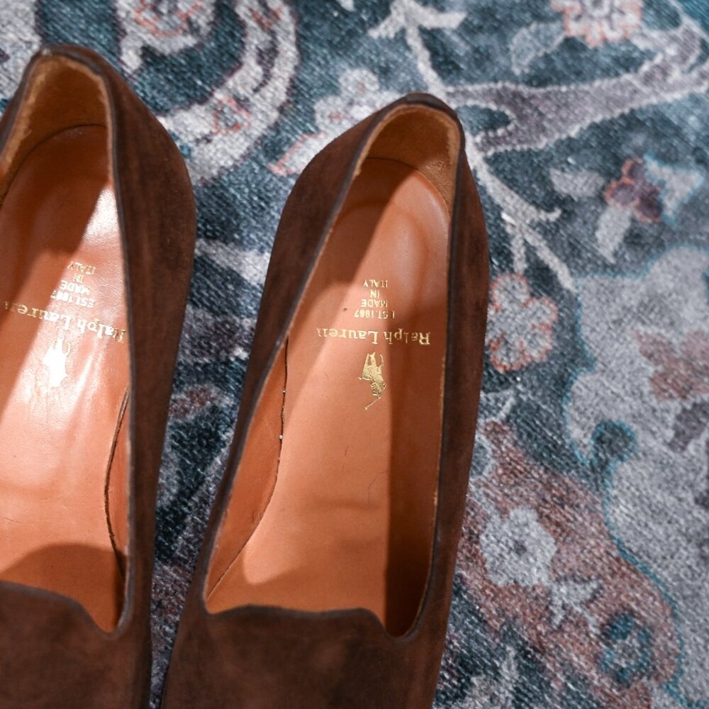 Ralph Lauren Size 6 Brown Suede Slip on Loafers - Picture 12 of 15